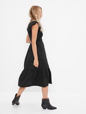 GAP Square Neck Smocked Flutter Sleeve Midi Dress